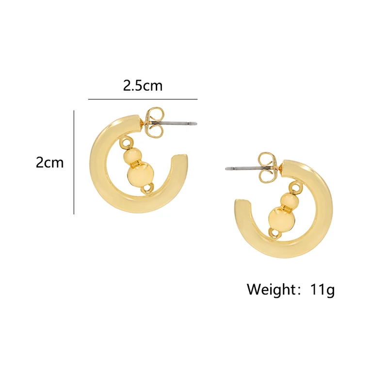 Gold Plated Brass C-shaped Gourd Earrings
